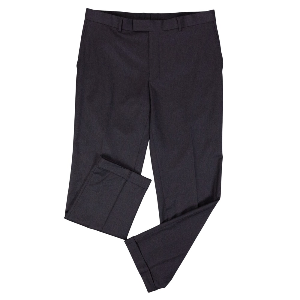 Hugo Boss Dress Pants James Brown Mens 36x32 Gray Virgin Wool Cuffed Flat Front